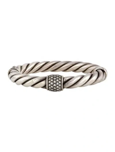 Pre-owned David Yurman Diamond Metro Cable Bangle, 6.5" In Multi