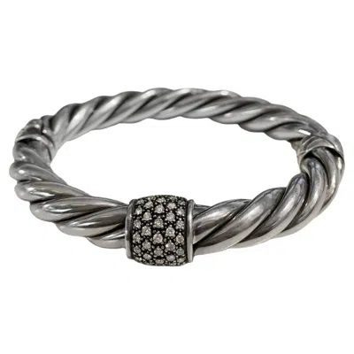 Pre-owned David Yurman Diamond Metro Cable Bracelet In Multi