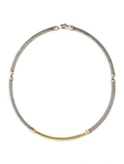 Pre-owned David Yurman Diamond Metro Cable Collar Necklace, 14.5" In Multi