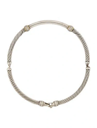 Pre-owned David Yurman Diamond Metro Cable Collar Necklace, 16" In Multi