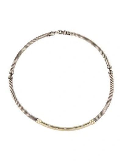 Pre-owned David Yurman Diamond Metro Cable Collar Necklace, 16" In Multicolor