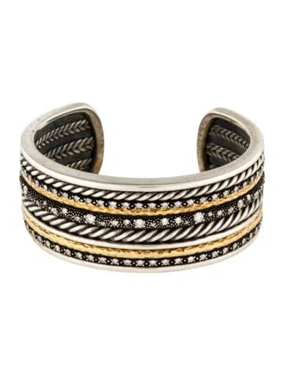Pre-owned David Yurman Diamond Midnight Mélange Cuff Bracelet, 6" In Multi