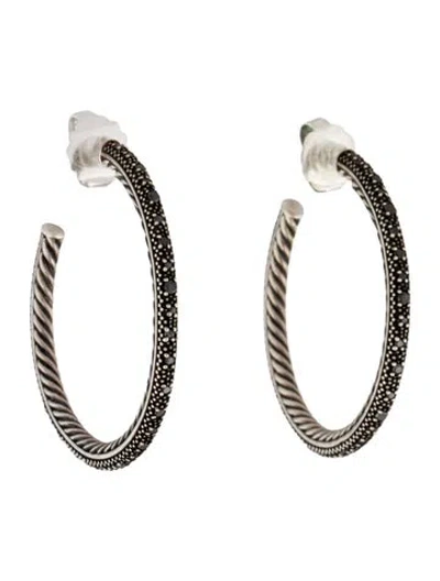 Pre-owned David Yurman Diamond Midnight Mélange Hoop Earrings In Multi