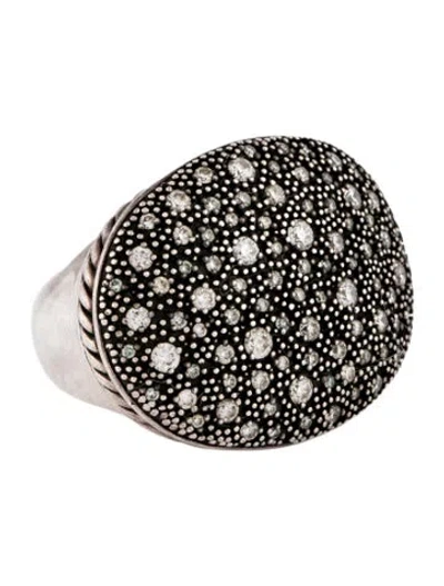 Pre-owned David Yurman Diamond Midnight Melange Large Oval Cocktail Ring In Multi