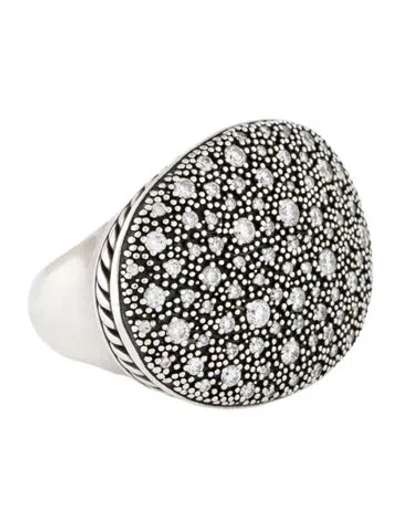 Pre-owned David Yurman Diamond Midnight Mélange Oval Cocktail Ring In Multi