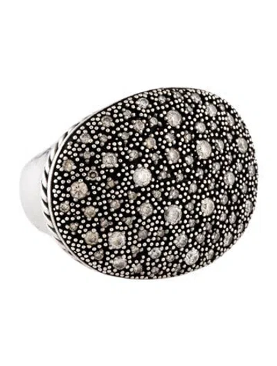 Pre-owned David Yurman Diamond Midnight Mélange Oval Cocktail Ring In Multicolor