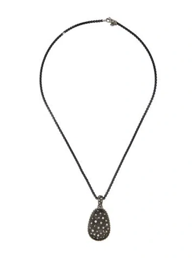 Pre-owned David Yurman Diamond Midnight Mélange Oval Pendant Necklace, 20" In Multicolor