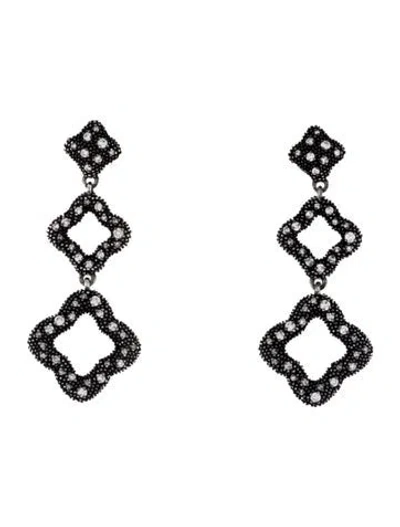 Pre-owned David Yurman Diamond Midnight Mélange Quatrefoil Drop Earrings In Multi