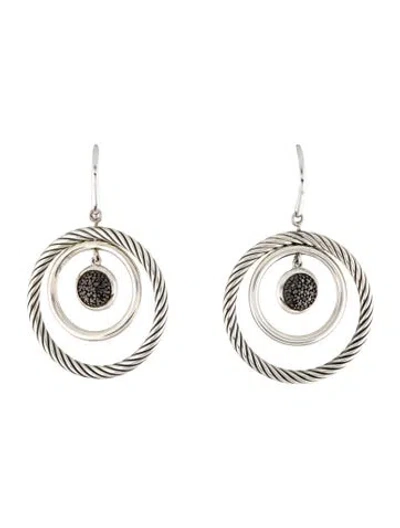 Pre-owned David Yurman Diamond Mobile Circle Drop Earrings In Multi