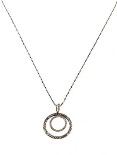 Pre-owned David Yurman Diamond Mobile Circle Pendant Necklace, 17" In Multi