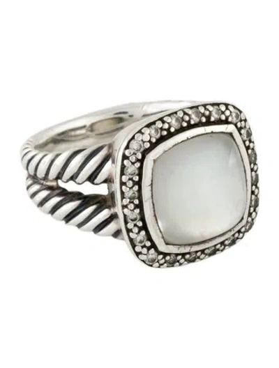 Pre-owned David Yurman Diamond, Mother Of Pearl & Quartz Doublet Albion Ring In Multi