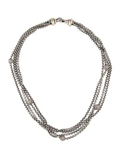 Pre-owned David Yurman Diamond Multi-strand Box Chain Necklace, 16"