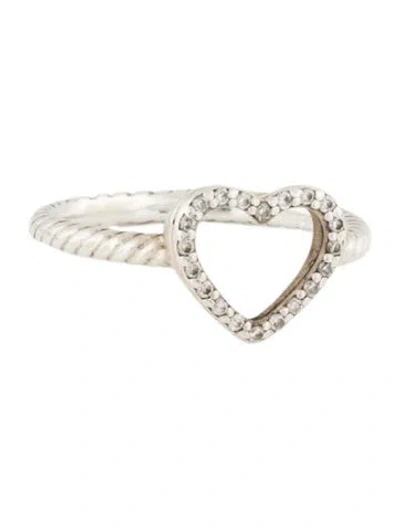 Pre-owned David Yurman Diamond Open Heart Cable Ring In Multi