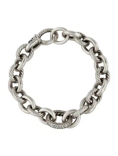 Pre-owned David Yurman Diamond Oval Link Bracelet, 6.5" In Multi