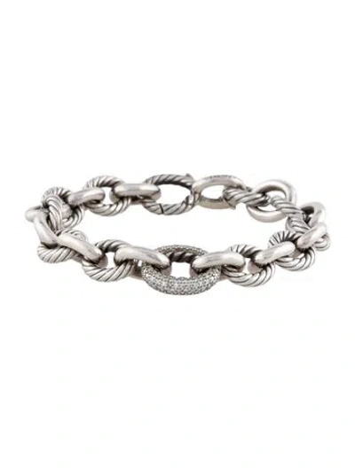 Pre-owned David Yurman Diamond Oval Link Bracelet, 6.5" In Multi