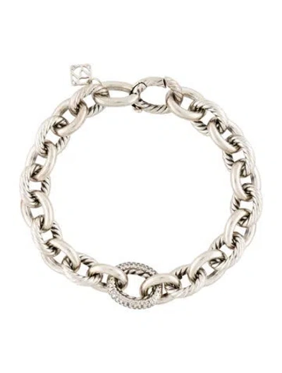 Pre-owned David Yurman Diamond Oval Link Bracelet, 6.75" In Multi