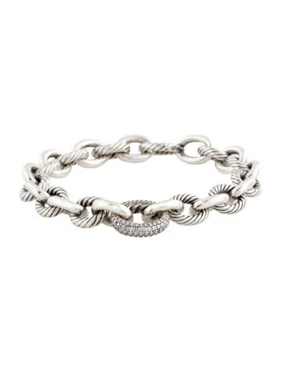 Pre-owned David Yurman Diamond Oval Link Chain Bracelet, 7.25" In Multi