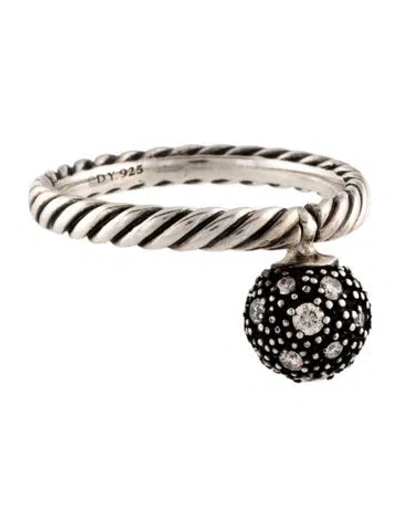 Pre-owned David Yurman Diamond Pavé Ball Midnight Melange Stacking Ring In Multicolor