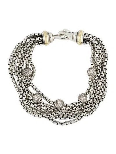 Pre-owned David Yurman Diamond Pavé Ball Station Multistrand Bracelet
