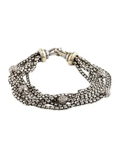 Pre-owned David Yurman Diamond Pavé Ball Station Multistrand Bracelet, 6.5"