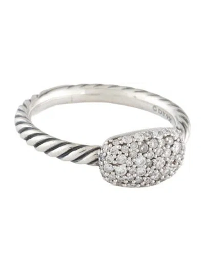 Pre-owned David Yurman Diamond Pave Cushion Cable Ring In Multicolor