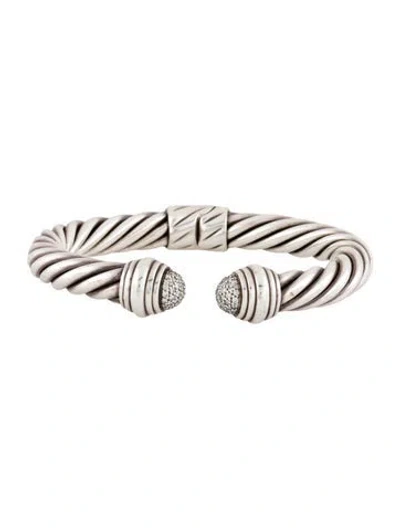 Pre-owned David Yurman Diamond Pavé Domes Classic Cable Bracelet, 6.5" In Multi