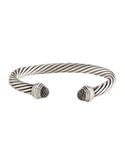 Pre-owned David Yurman Diamond Pave Domes Cuff Bracelet, 6.75" In Multi