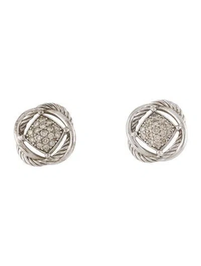 Pre-owned David Yurman Diamond Pavé Infinity Stud Earrings In Multi