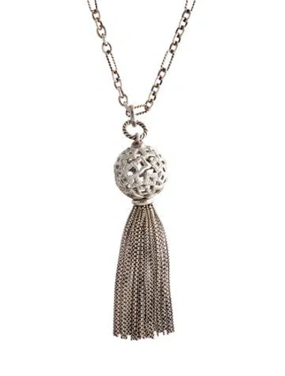 Pre-owned David Yurman Diamond Pave Tapestry Tassel Pendant, 30" In Multi