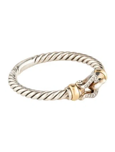Pre-owned David Yurman Diamond Petite Buckle Ring In Multicolor