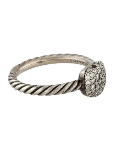 Pre-owned David Yurman Diamond Petite Cable Ring In Multi