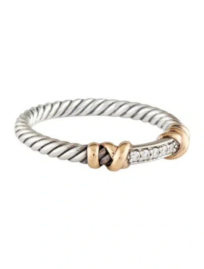 Pre-owned David Yurman Diamond Petite Helena Wrap Band Ring In Multi