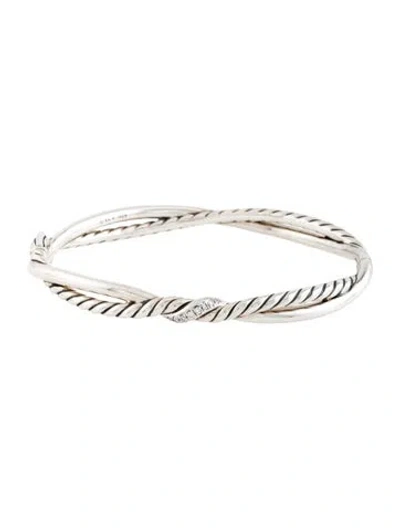 Pre-owned David Yurman Diamond Petite Infinity Bangle Bracelet, 6.75" In Multicolor
