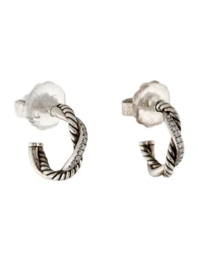 Pre-owned David Yurman Diamond Petite Infinity Huggie Hoop Earrings In Multi