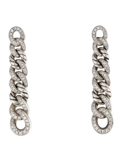 Pre-owned David Yurman Diamond Petite Pavé Curb Chain Earrings In Multi