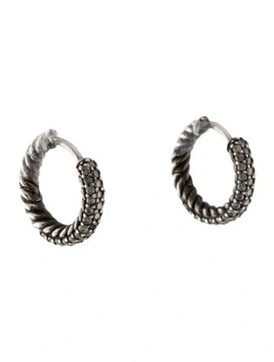 Pre-owned David Yurman Diamond Petite Pavé Huggie Earrings In Multi