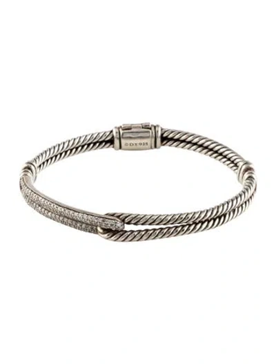 Pre-owned David Yurman Diamond Petite Pavé Labyrinth Single-loop Bracelet, 6" In Multi