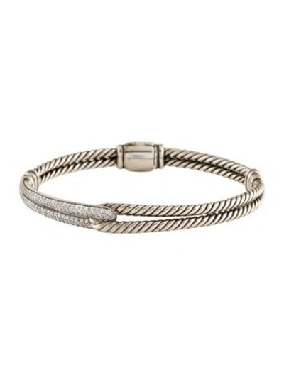 Pre-owned David Yurman Diamond Petite Pavé Labyrinth® Single-loop Bracelet, 6.25" In Multicolor