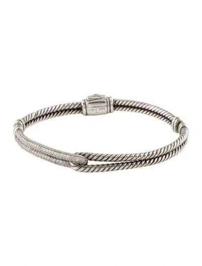 Pre-owned David Yurman Diamond Petite Pavé Labyrinth Single-loop Bracelet, 6.5" In Multi