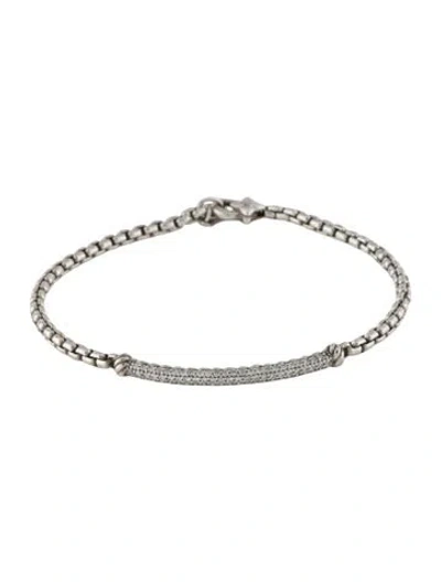 Pre-owned David Yurman Diamond Petite Pavé Metro Bar Bracelet, 6.75", 6.5" In Multi