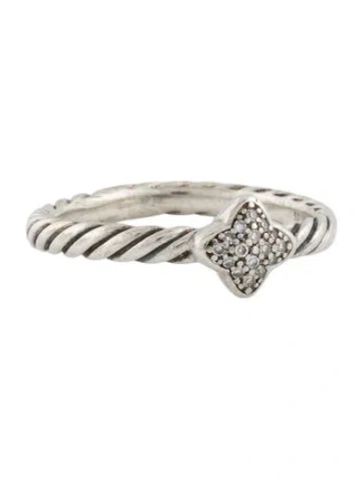 Pre-owned David Yurman Diamond Petite Pave Quatrefoil Stack Ring In Multi