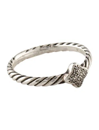 Pre-owned David Yurman Diamond Petite Pave Quatrefoil Stack Ring In Multi