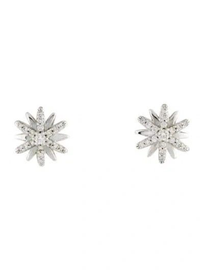 Pre-owned David Yurman Diamond Petite Starburst Stud Earrings In Multi