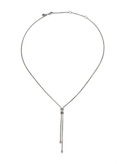 Pre-owned David Yurman Diamond Petite X Lariat Necklace, 20" In Multi