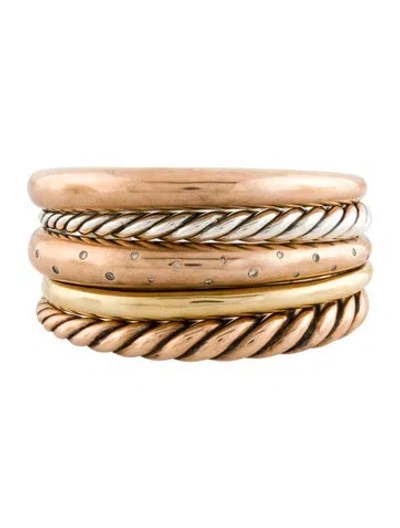 Pre-owned David Yurman Diamond Pure Form Five-row Cuff Bracelet, 6" In Multi