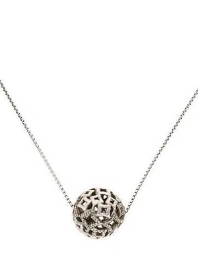 Pre-owned David Yurman Diamond Quatrefoil Ball Pendant Necklace, 18.5" In Multi