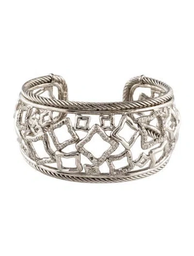 Pre-owned David Yurman Diamond Quatrefoil Cuff Bracelet, 6" In Multi