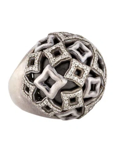 Pre-owned David Yurman Diamond Quatrefoil Dome Ring In Multi