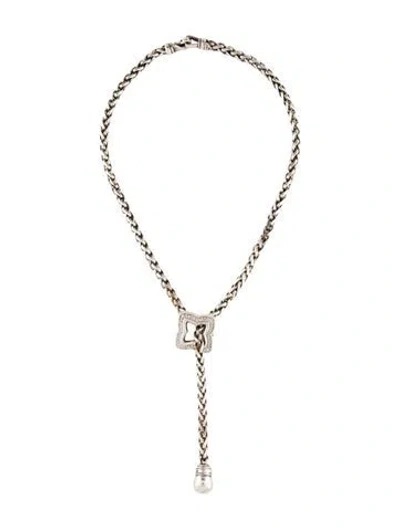 Pre-owned David Yurman Diamond Quatrefoil Lariat Necklace, 18.5" In Multi