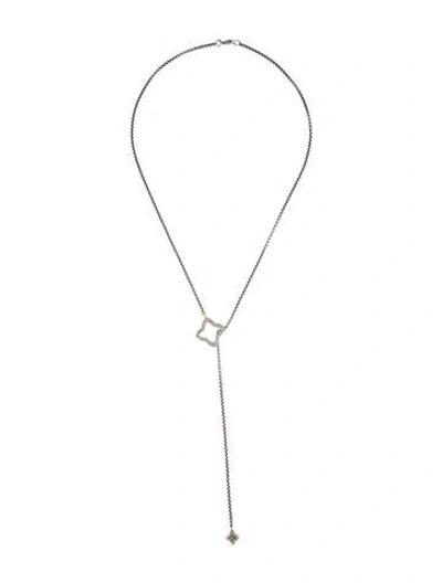 Pre-owned David Yurman Diamond Quatrefoil Lariat Two-tone Necklace, 16.5" In Multi